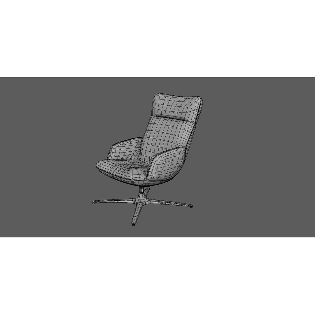 Swivel Base Chair 3D Model – Modern Leather Accent Armchair, FBX - View 28