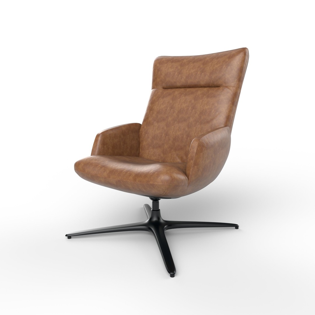 Swivel Base Chair 3D Model – Modern Leather Accent Armchair, FBX - View 31