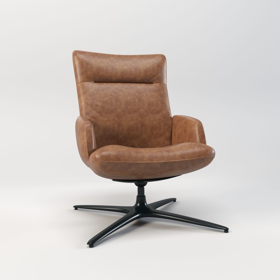 Swivel Base Chair 3D Model – Modern Leather Accent Armchair, FBX - View 6