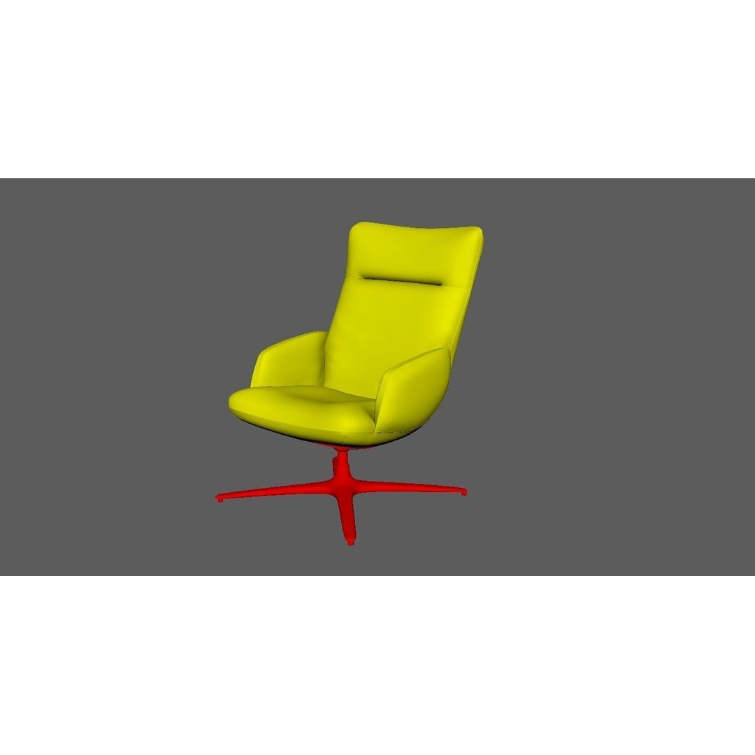 Swivel Base Chair 3D Model – Modern Leather Accent Armchair, FBX - View 9