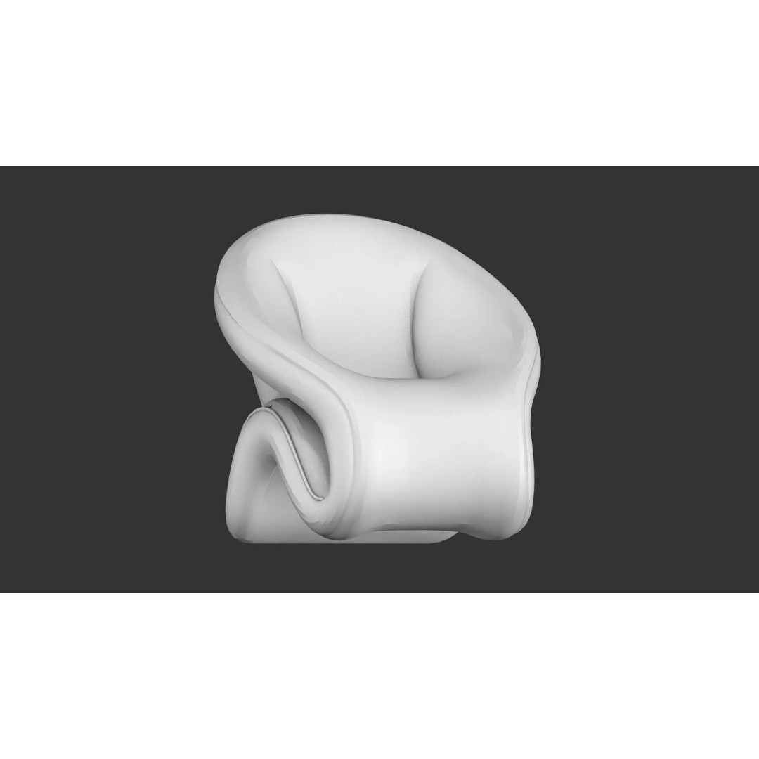 Curved Lounge Chair 3D Model – Low Poly PBR Game Asset, FBX, OBJ - View 11