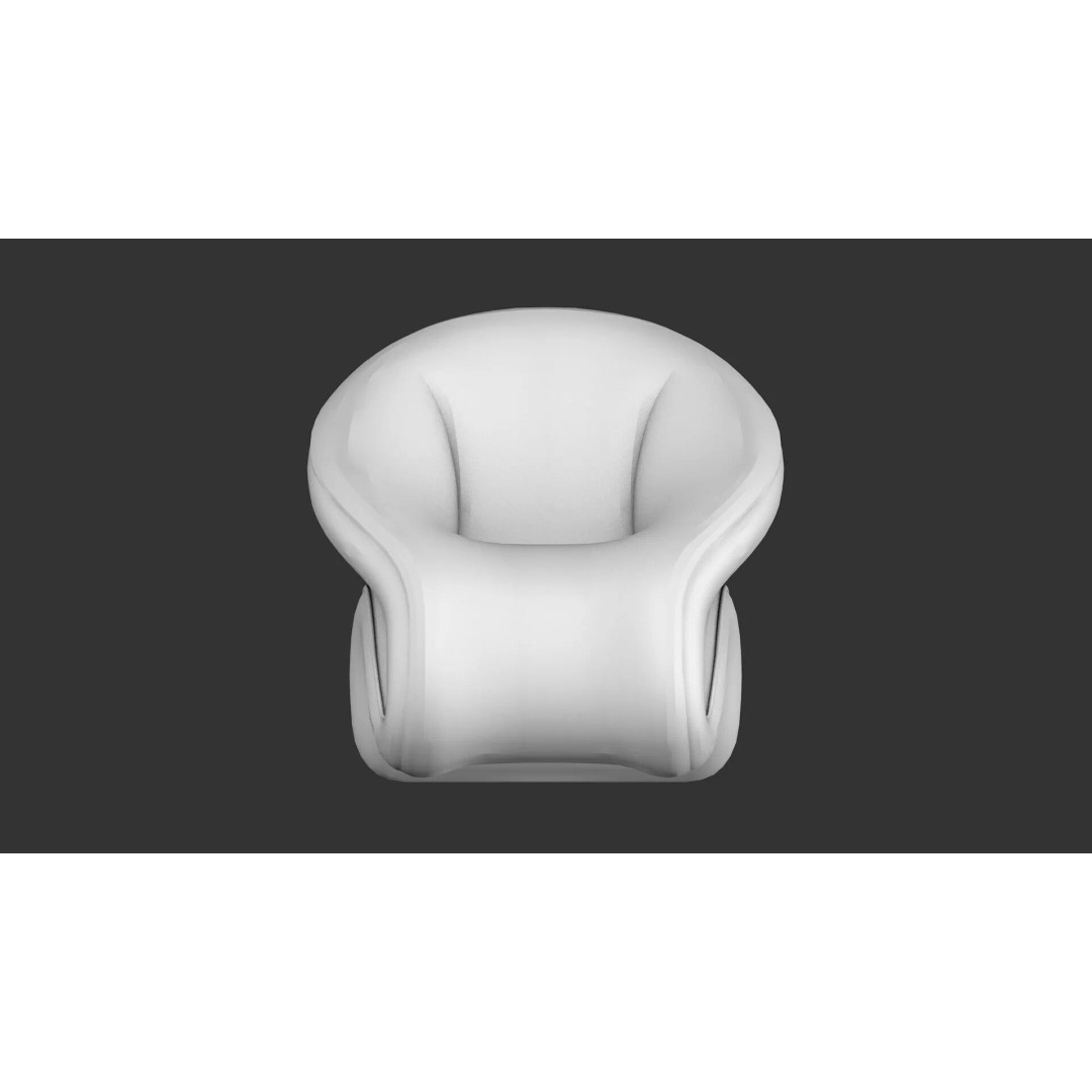 Curved Lounge Chair 3D Model – Low Poly PBR Game Asset, FBX, OBJ - View 16