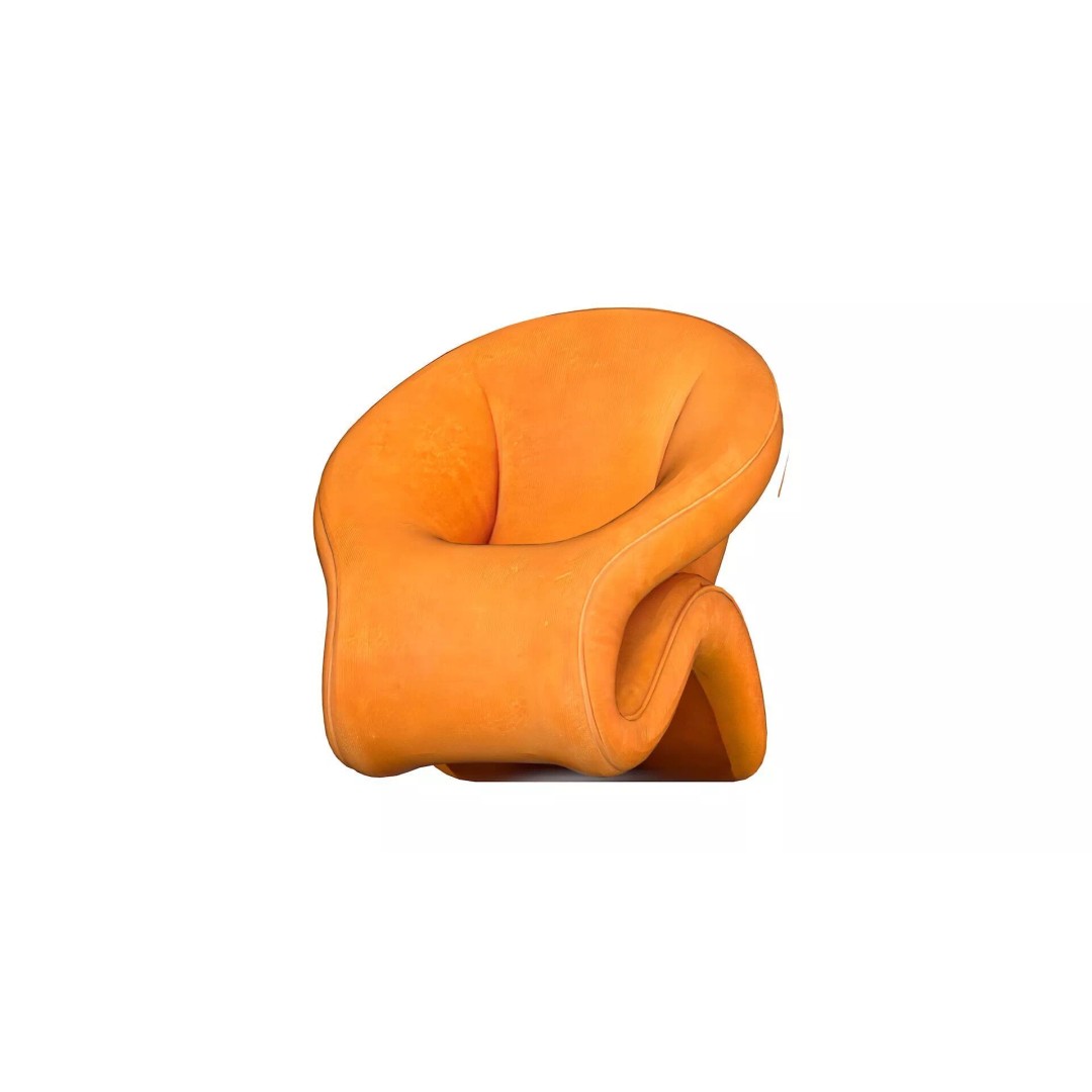 Curved Lounge Chair 3D Model – Low Poly PBR Game Asset, FBX, OBJ - View 2
