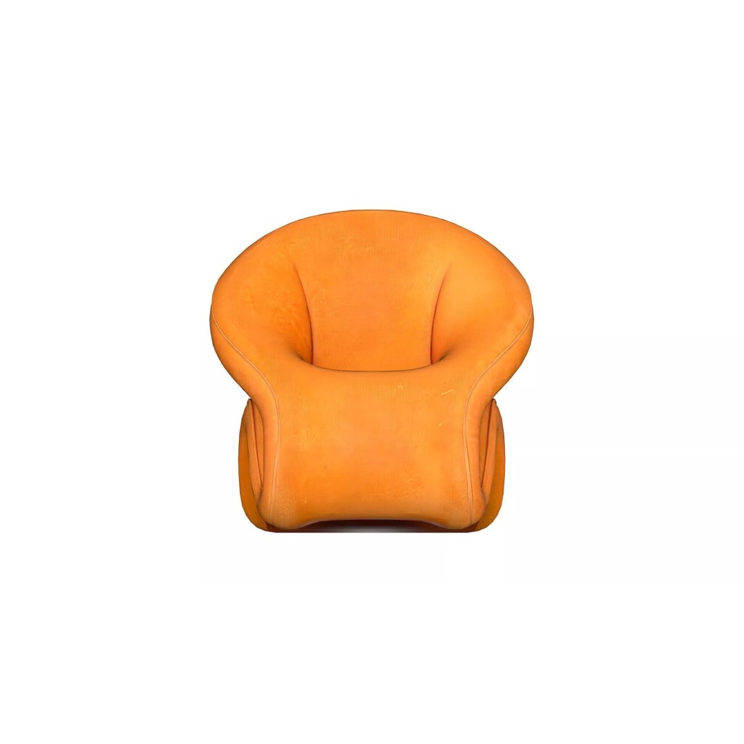 Curved Lounge Chair 3D Model – Low Poly PBR Game Asset, FBX, OBJ - View 3