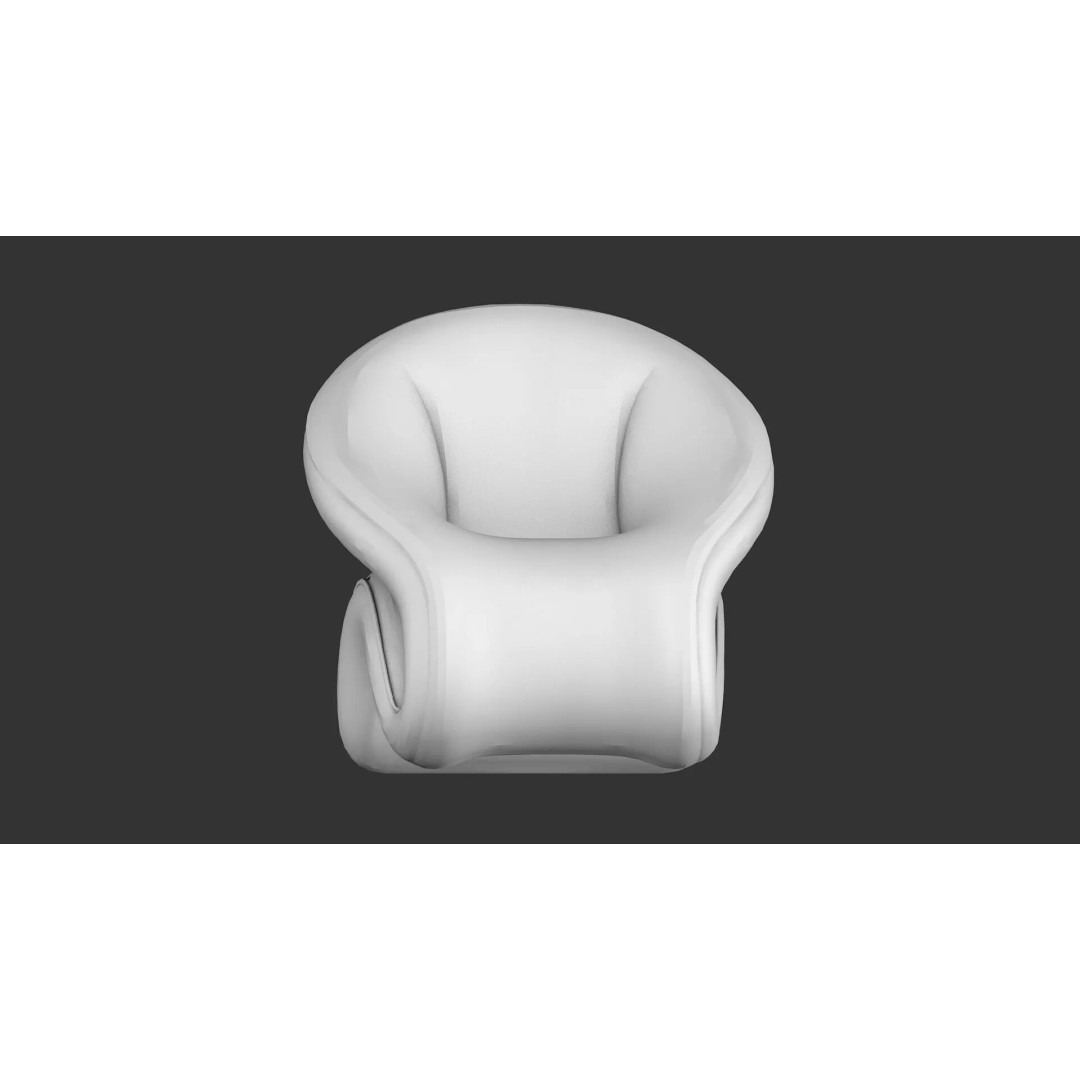 Curved Lounge Chair 3D Model – Low Poly PBR Game Asset, FBX, OBJ - View 7