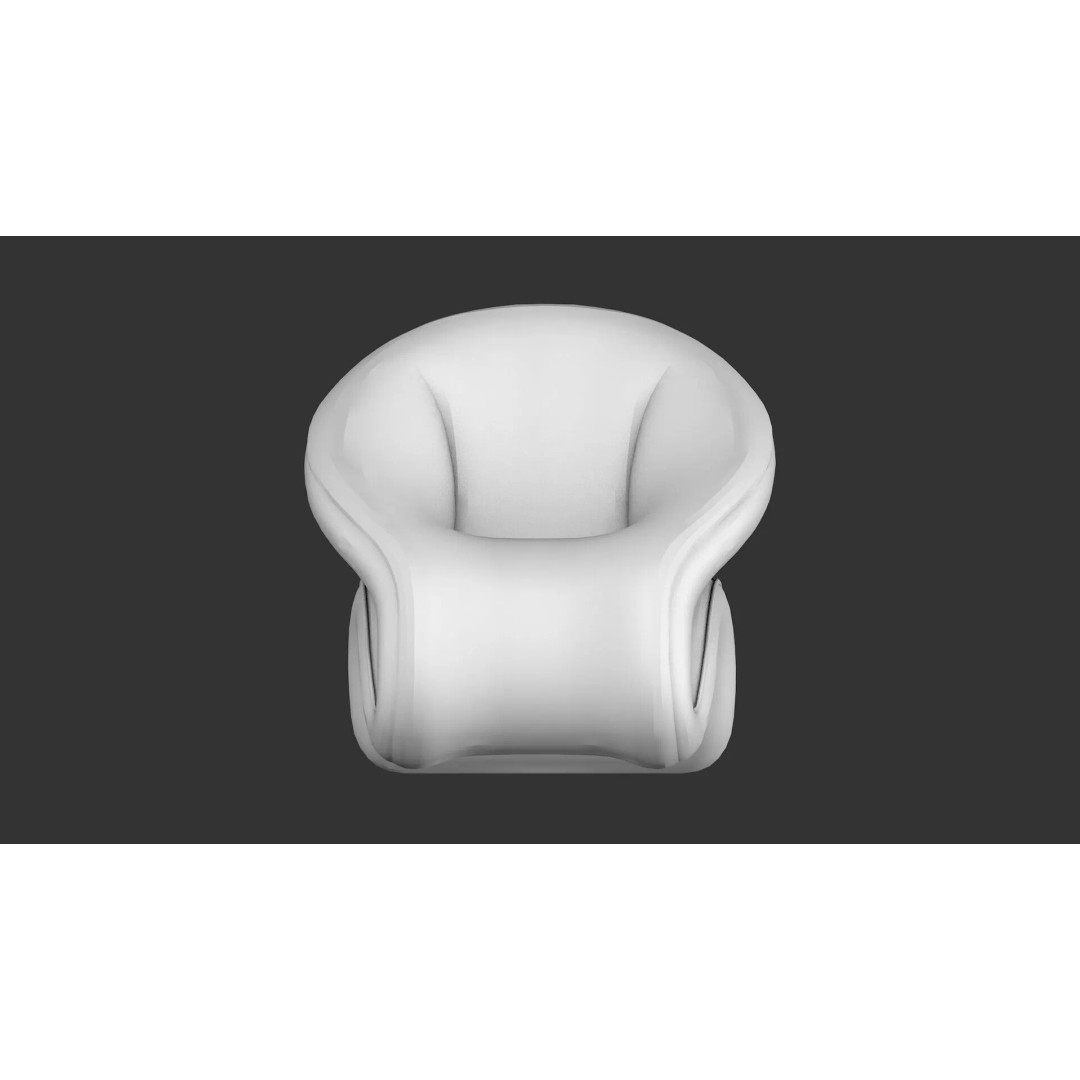 Curved Lounge Chair 3D Model – Low Poly PBR Game Asset, FBX, OBJ - View 8