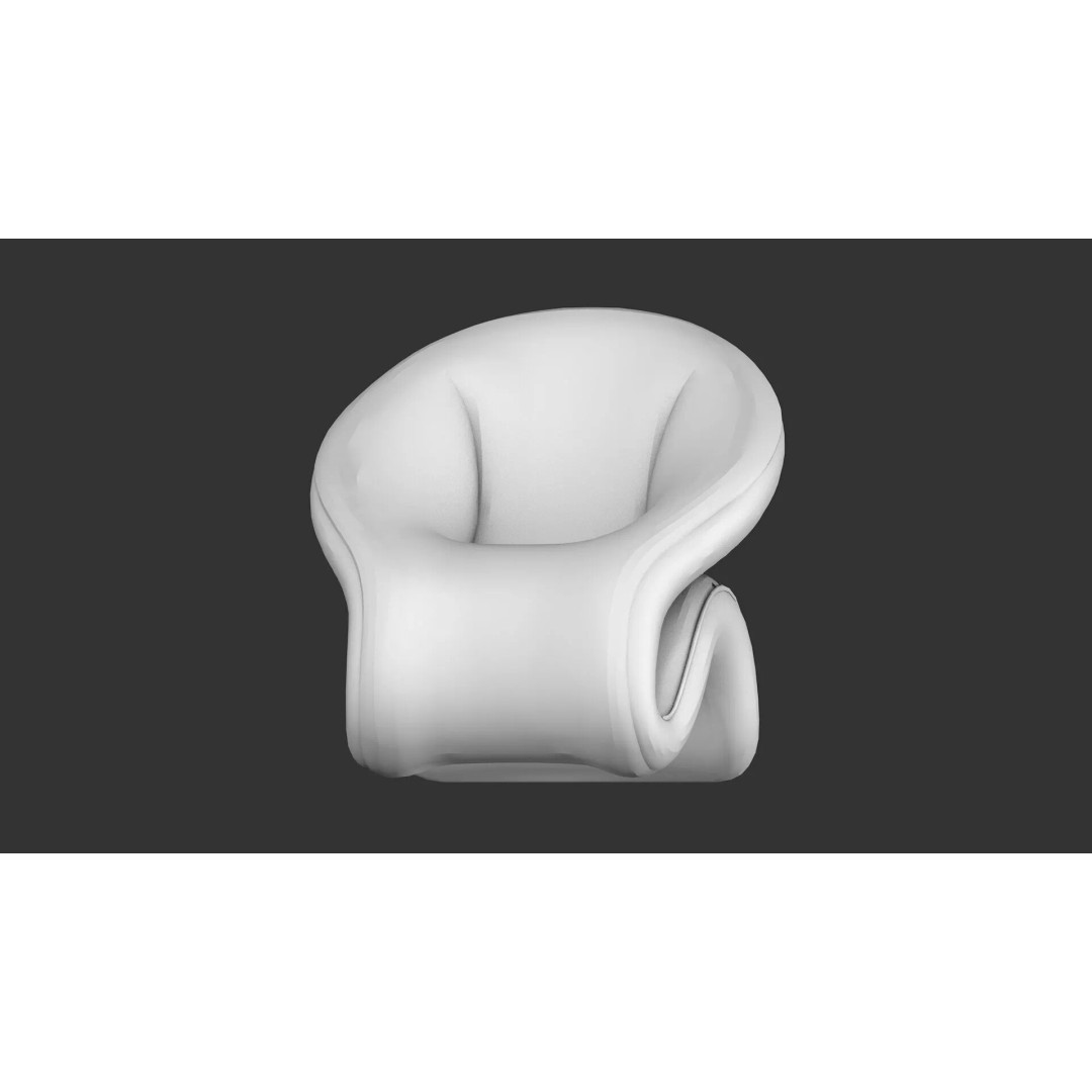 Curved Lounge Chair 3D Model – Low Poly PBR Game Asset, FBX, OBJ - View 9