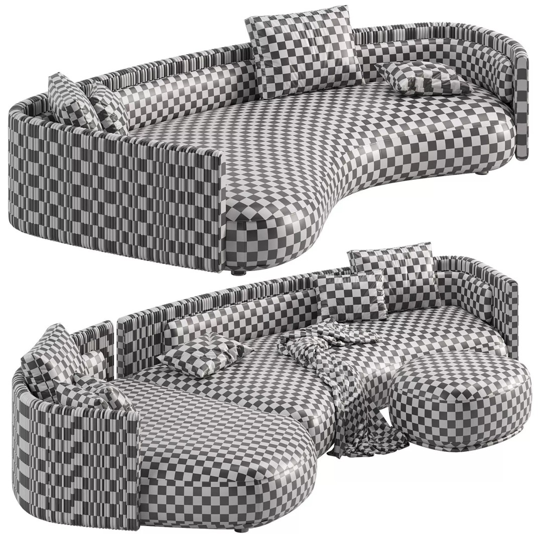 Minotti Bezier Cord Outdoor Sofa 3D Model – High Poly PBR Asset, OBJ