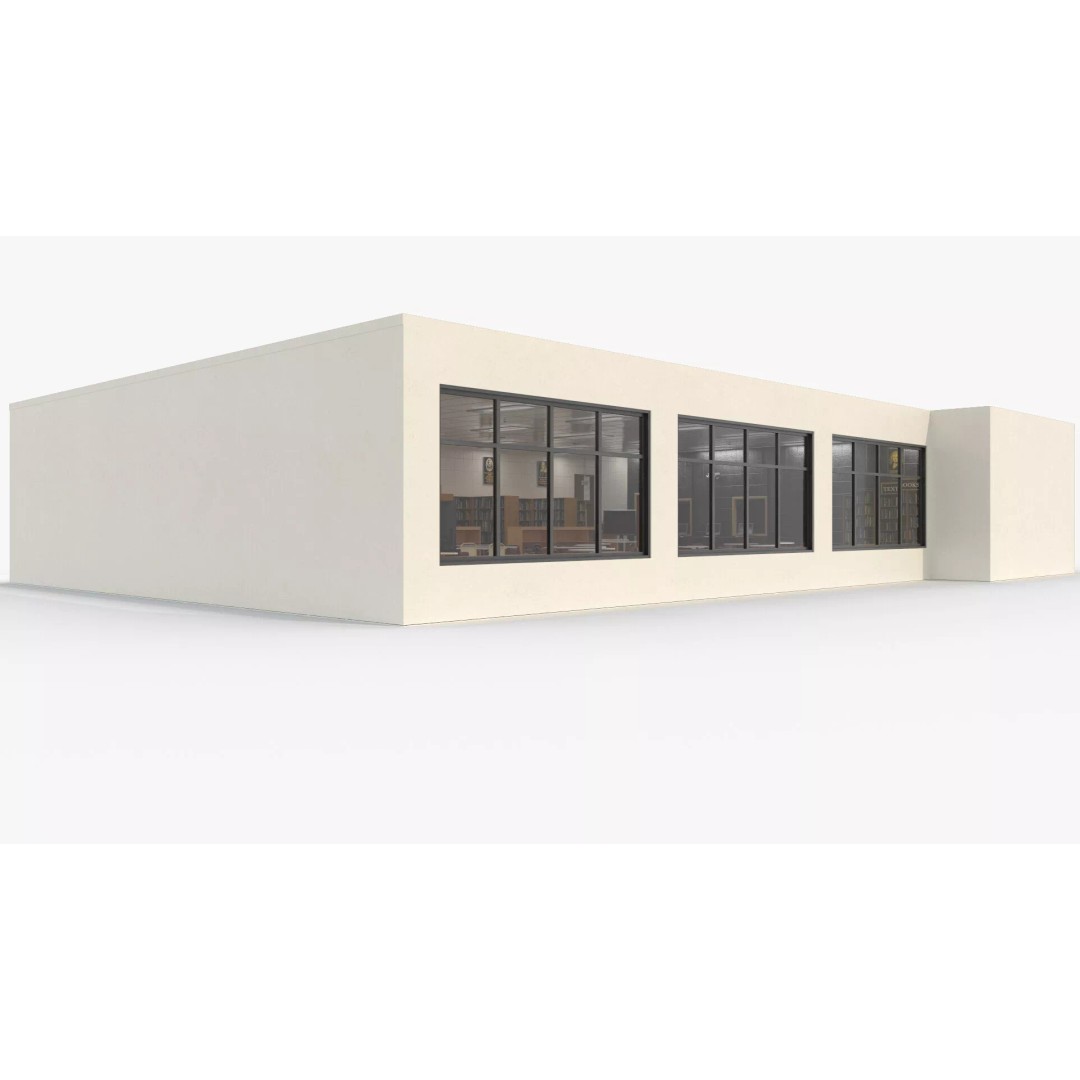 Large School Library 3D Model – Modern Interior Design with PBR Textures - View 11
