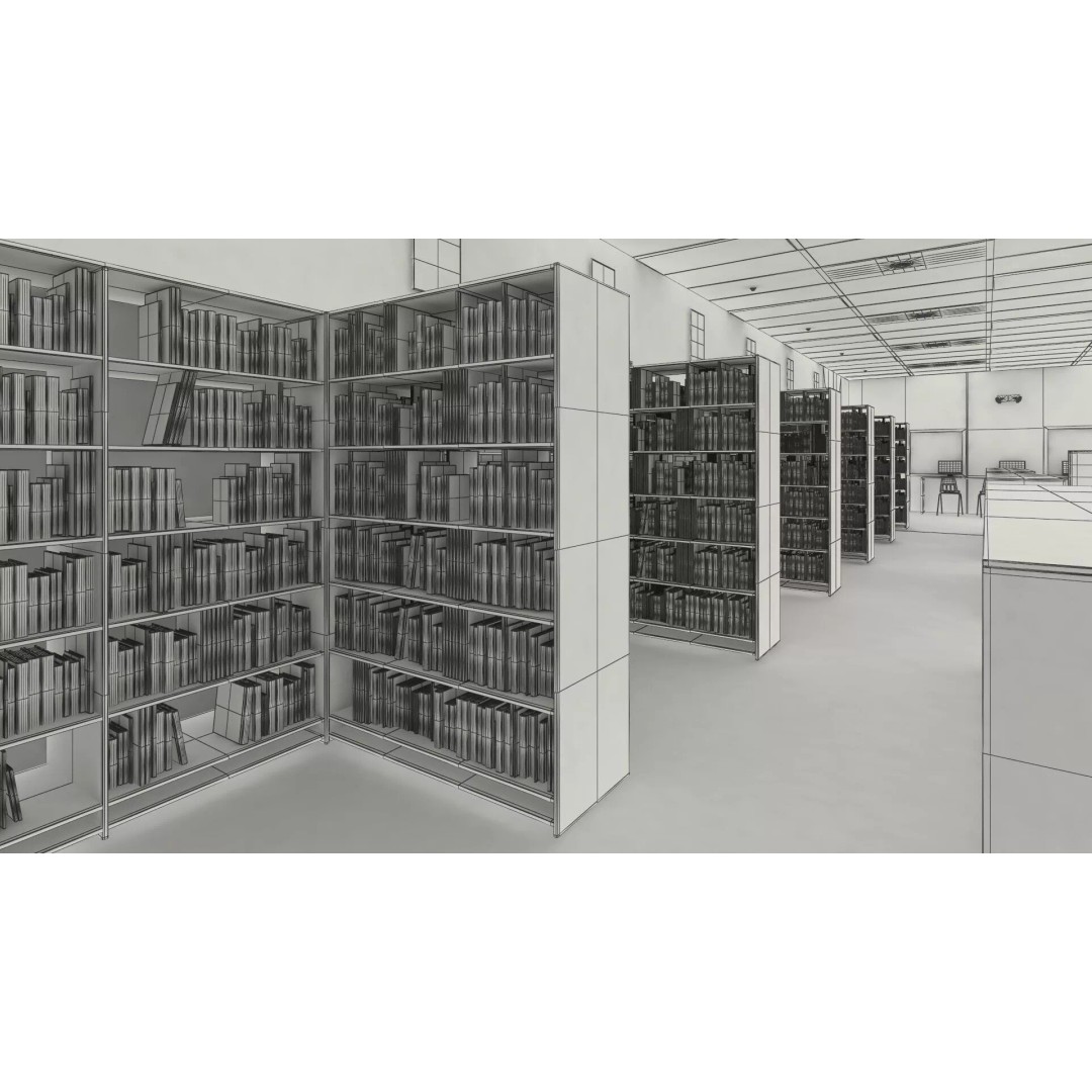 Large School Library 3D Model – Modern Interior Design with PBR Textures - View 17