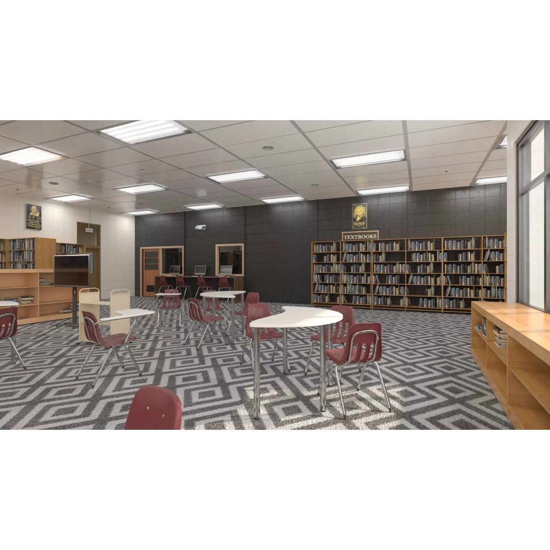 Large School Library 3D Model – Modern Interior Design with PBR Textures - View 2