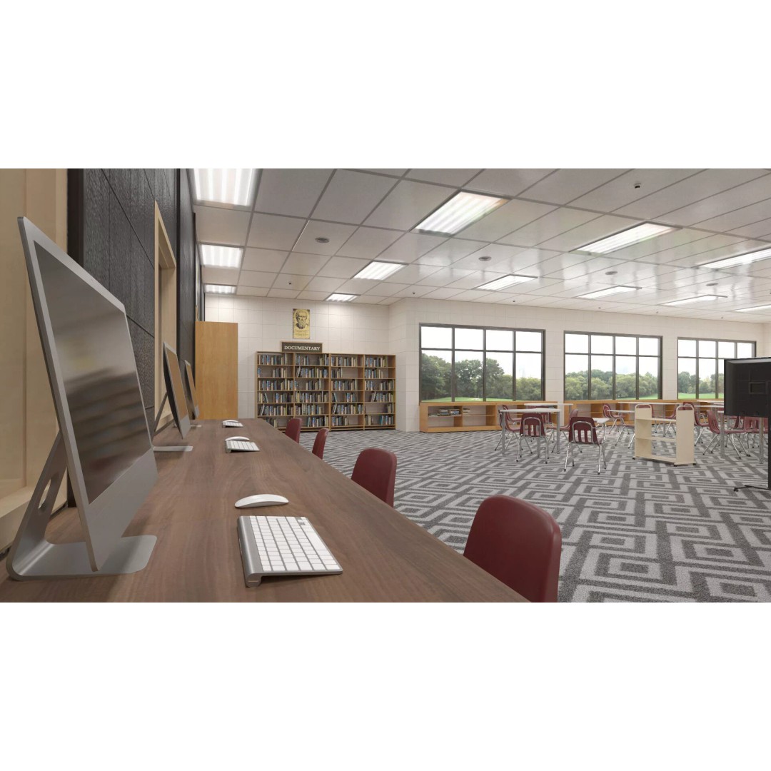 Large School Library 3D Model – Modern Interior Design with PBR Textures - View 5