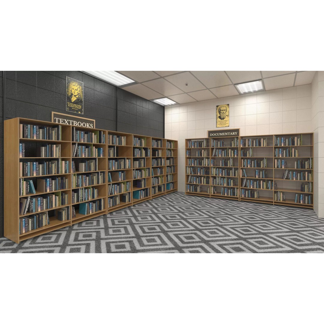 Large School Library 3D Model – Modern Interior Design with PBR Textures - View 7