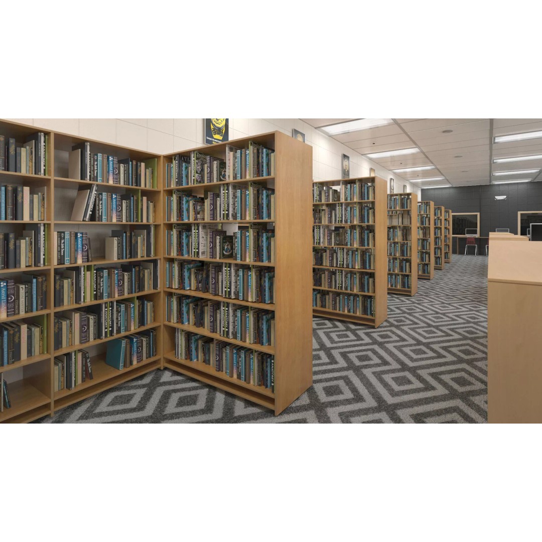 Large School Library 3D Model – Modern Interior Design with PBR Textures - View 9