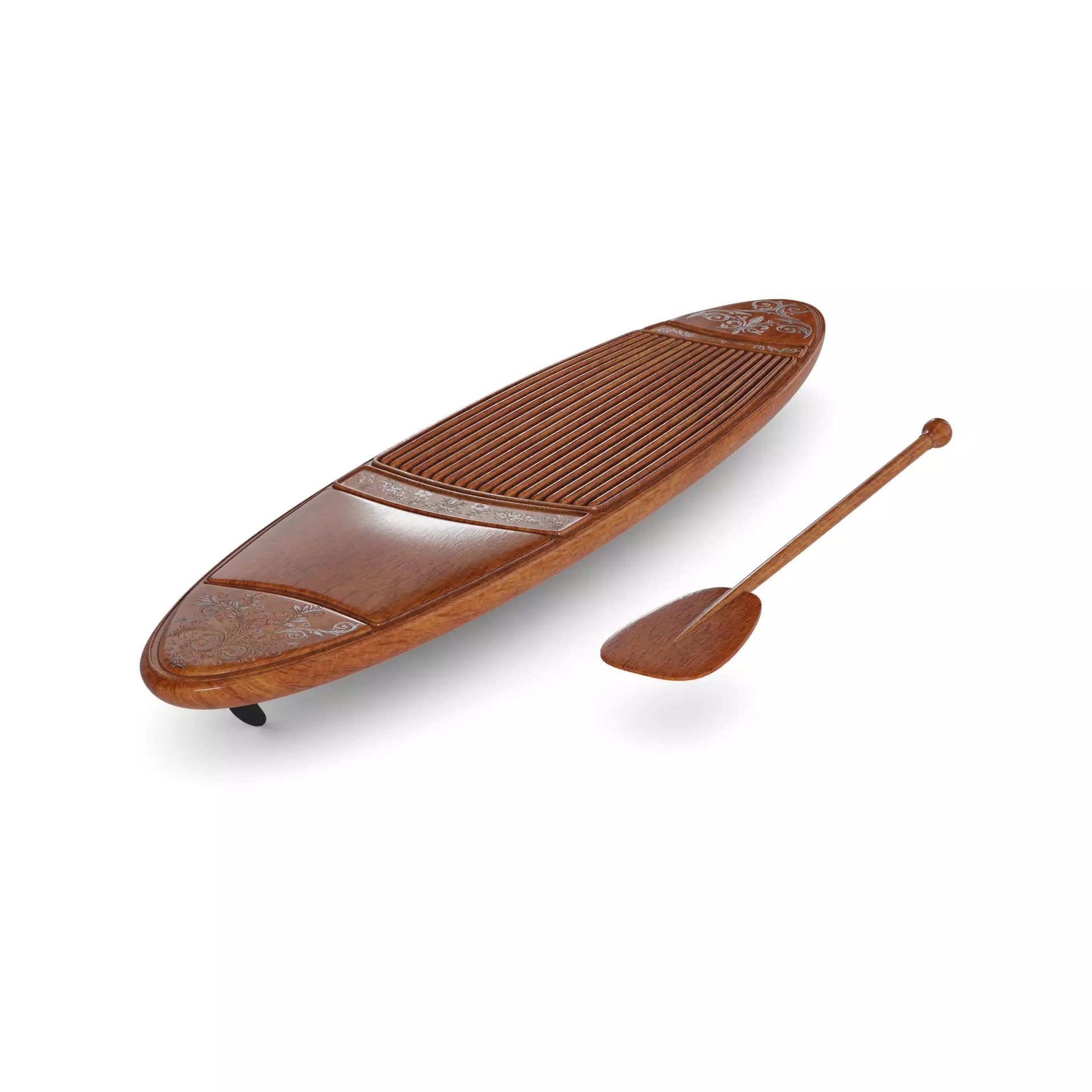 Vintage Stand-Up Paddleboard - Low-Poly Game-Ready 3D Model