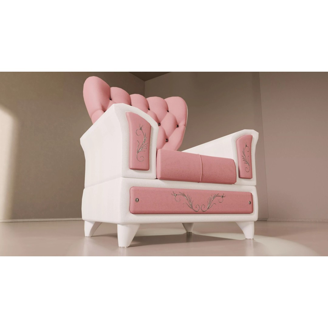 Realistic Tufted Armchair 3D Model – Low Poly Game Ready Asset, FBX - View 6