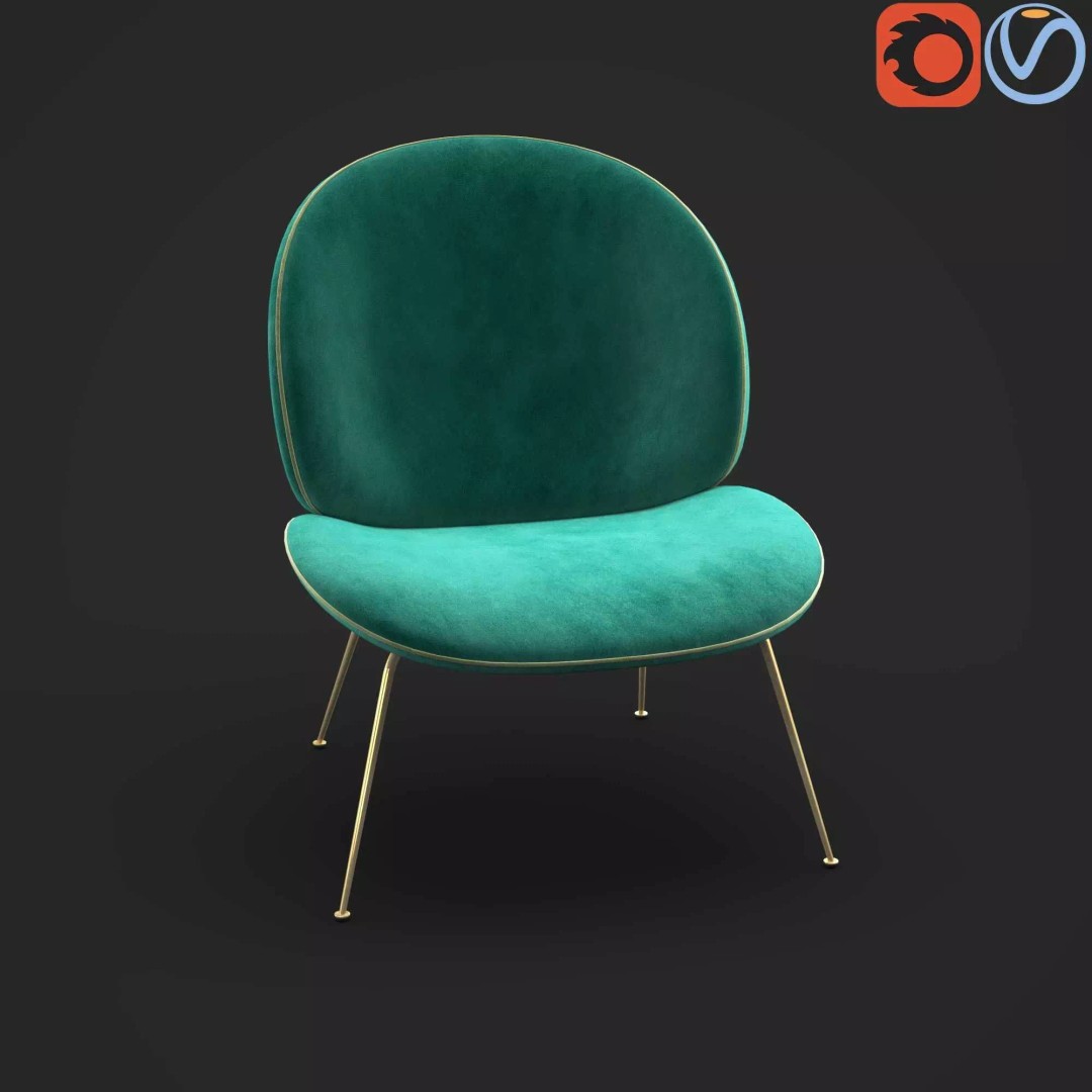 Gubi Beetle Lounge Chair 3D Model – Contemporary Armchair, FBX - View 2