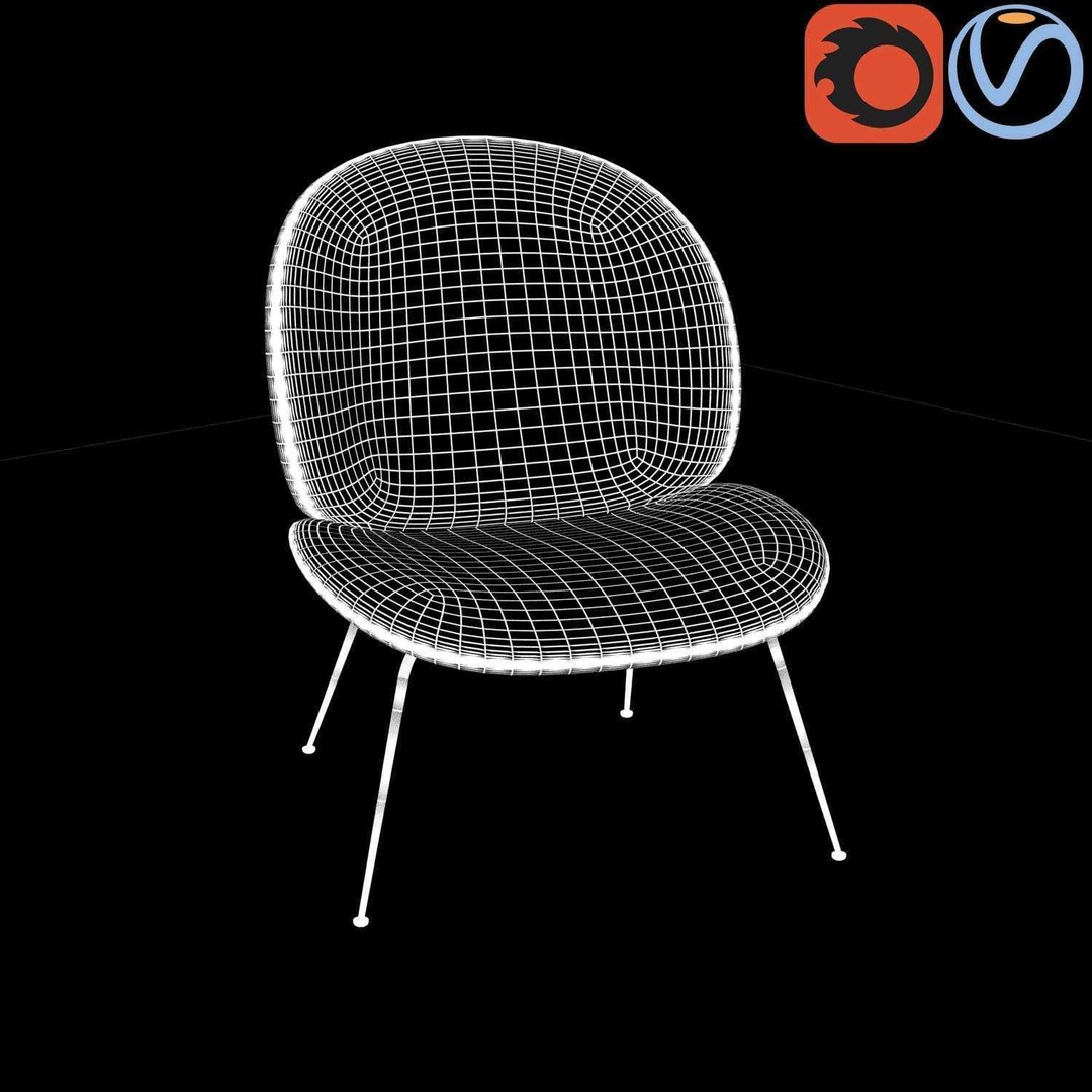 Gubi Beetle Lounge Chair 3D Model – Contemporary Armchair, FBX - View 3