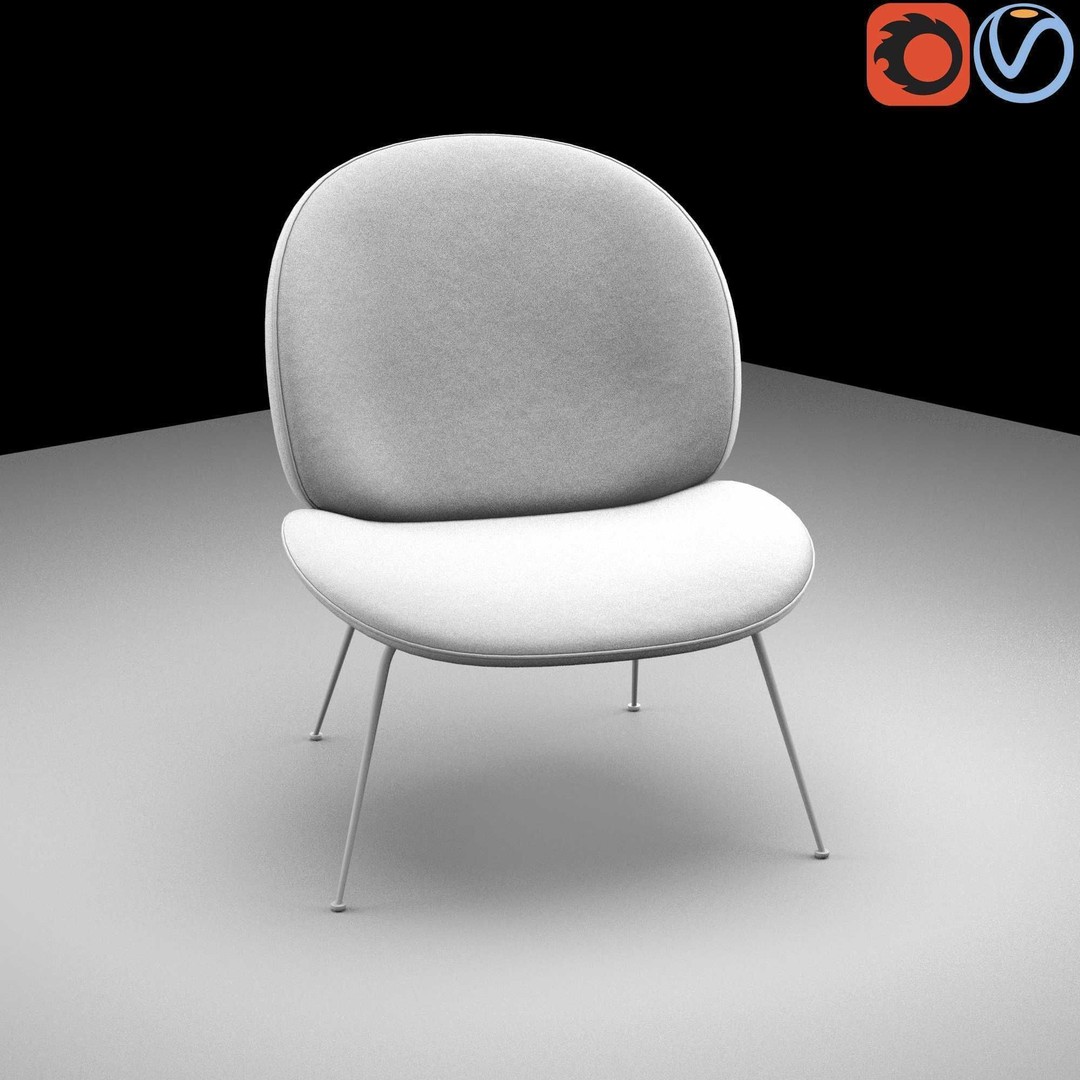Gubi Beetle Lounge Chair 3D Model – Contemporary Armchair, FBX - View 4