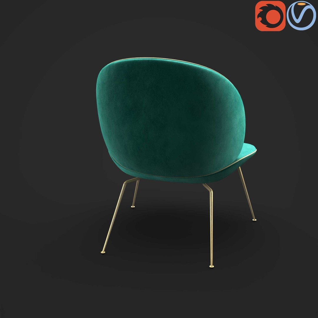 Gubi Beetle Lounge Chair 3D Model – Contemporary Armchair, FBX - View 8