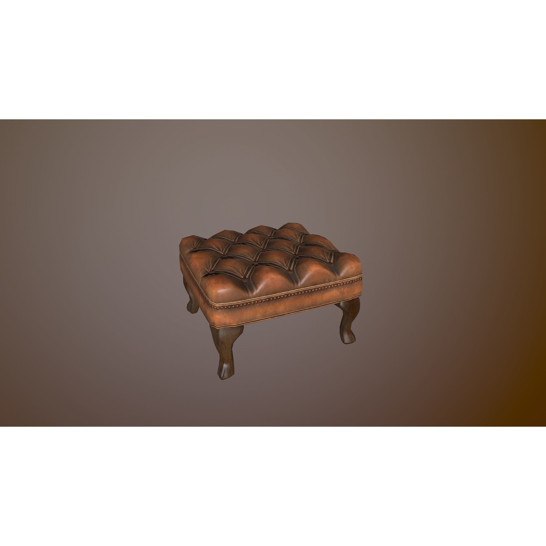 Chesterfield Chair 3D Model – Low Poly Leather Suite, Game Ready, FBX - View 11