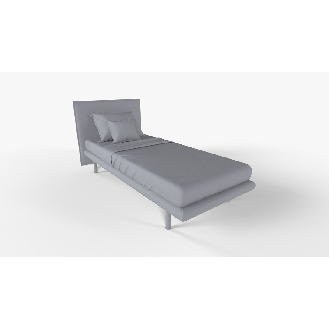 Gray Textile Bed 3D Model – High Poly PBR Rendering Asset, FBX - View 10