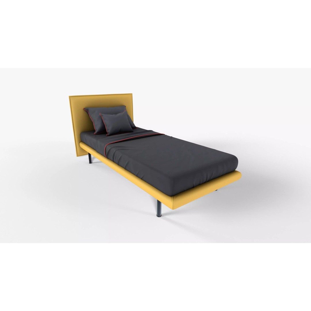 Gray Textile Bed 3D Model – High Poly PBR Rendering Asset, FBX - View 2