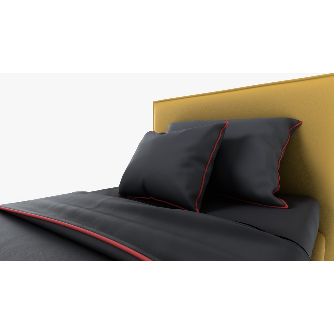 Gray Textile Bed 3D Model – High Poly PBR Rendering Asset, FBX - View 7