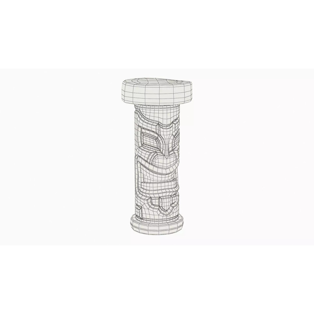 Smiling Tiki Bar Stool 3D Model – Polynesian Style, PBR Textures - View 11