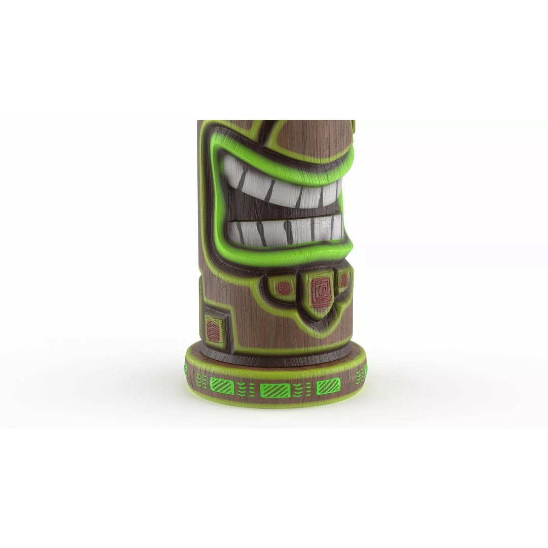 Smiling Tiki Bar Stool 3D Model – Polynesian Style, PBR Textures - View 6