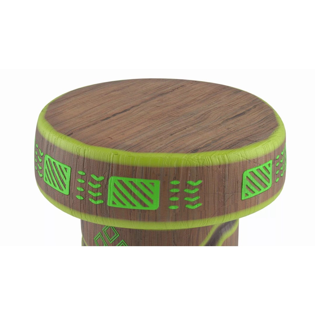Smiling Tiki Bar Stool 3D Model – Polynesian Style, PBR Textures - View 7