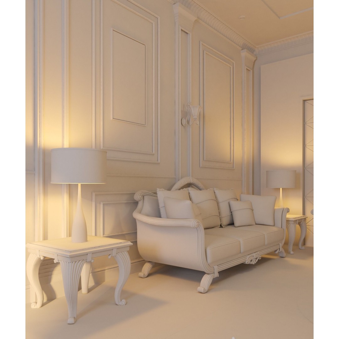 Classic Living Room 3D Model – Luxurious Interior Design, FBX, Blender - View 14