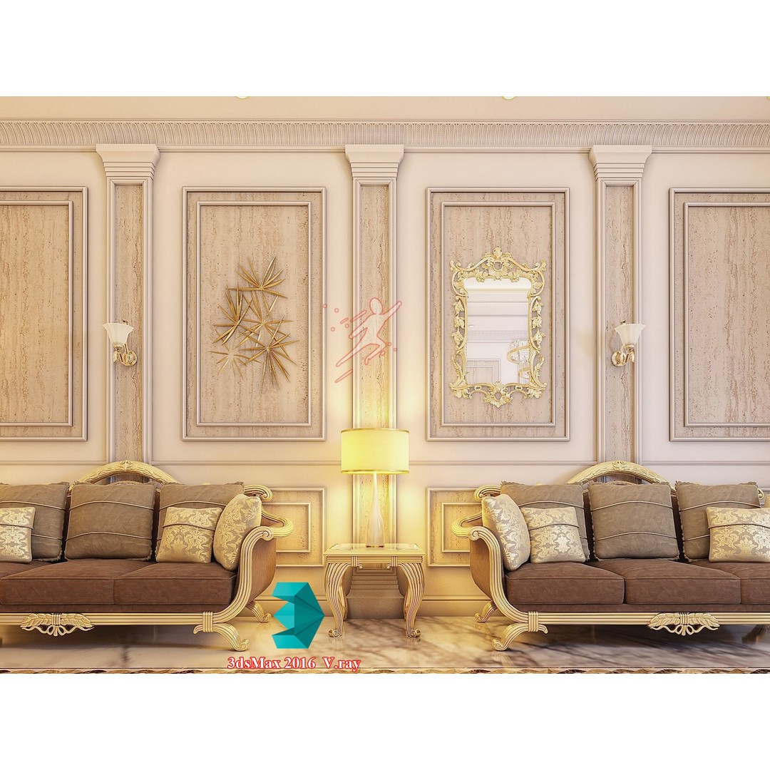 Classic Living Room 3D Model – Luxurious Interior Design, FBX, Blender - View 17