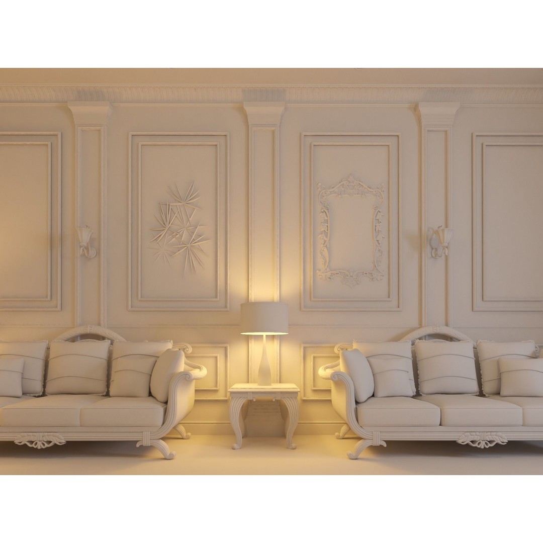 Classic Living Room 3D Model – Luxurious Interior Design, FBX, Blender - View 19