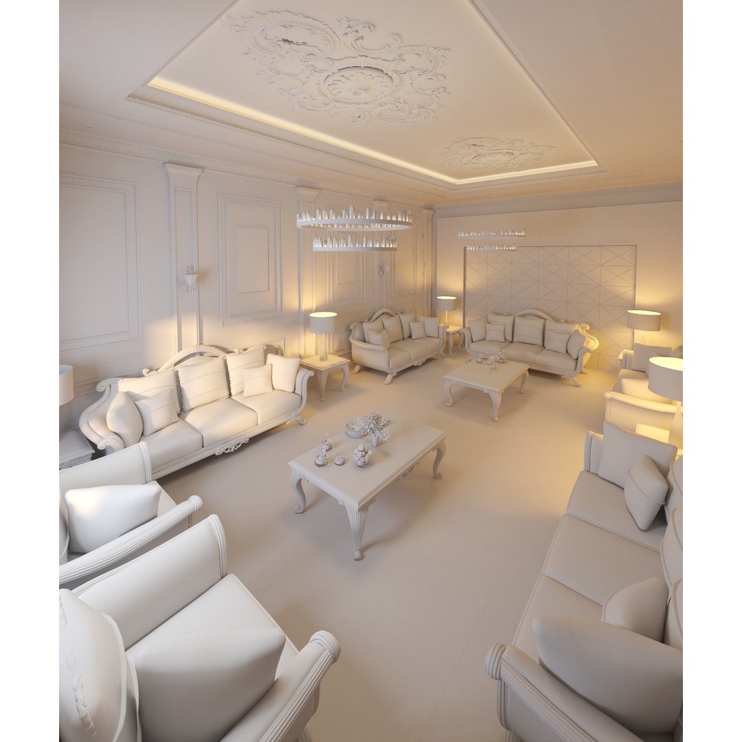 Classic Living Room 3D Model – Luxurious Interior Design, FBX, Blender - View 23