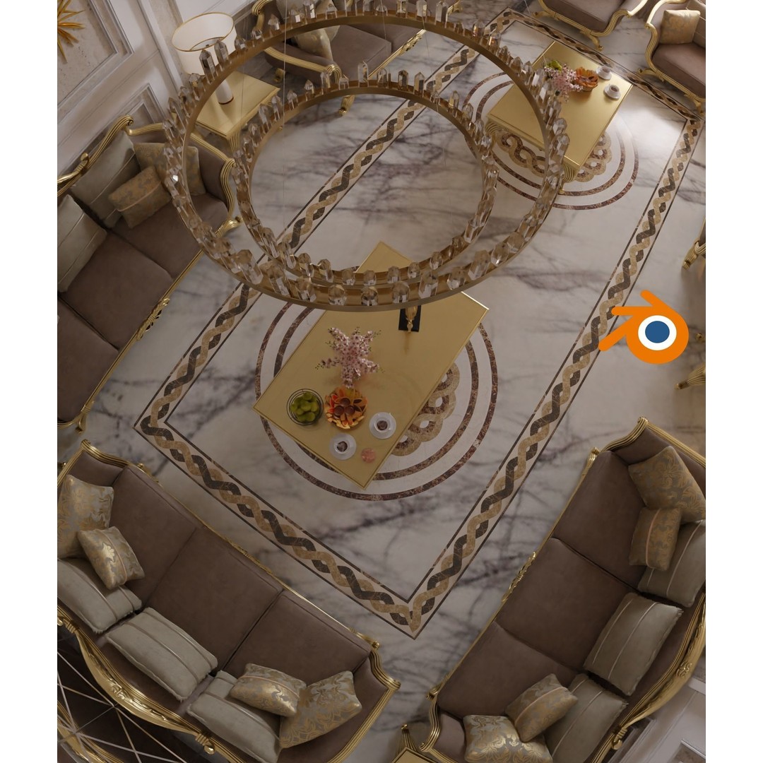 Classic Living Room 3D Model – Luxurious Interior Design, FBX, Blender - View 26