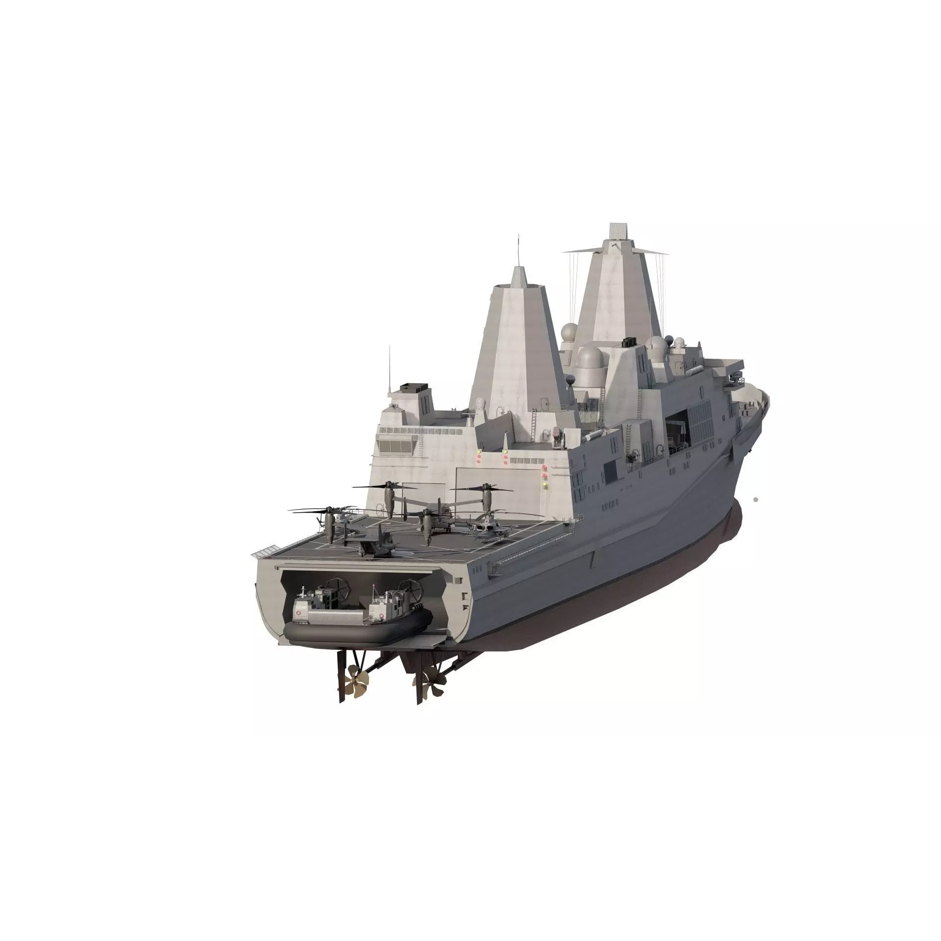SAN ANTONIO CLASS DESTROYER - Game-Ready 3D Model - View 7