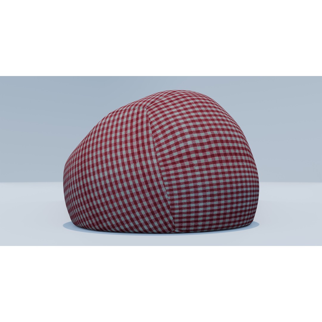 Beanbag 3D Model – Checkered Design with Textures, FBX, Blender - View 10