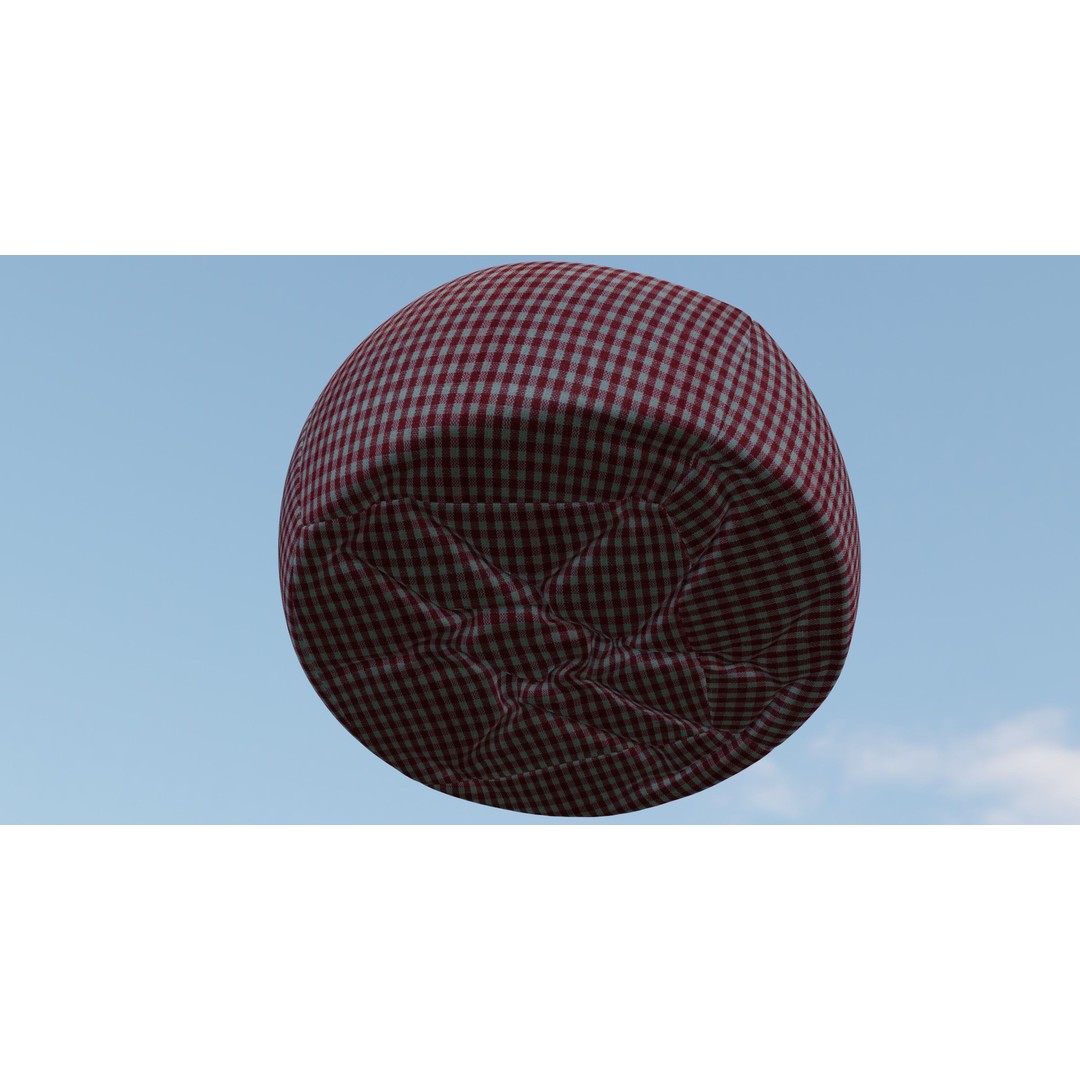 Beanbag 3D Model – Checkered Design with Textures, FBX, Blender - View 11