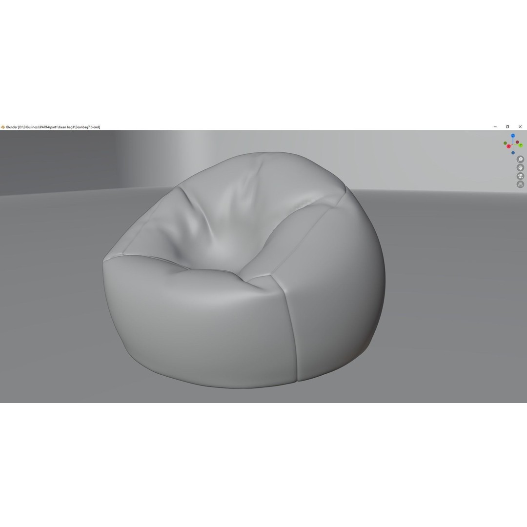 Beanbag 3D Model – Checkered Design with Textures, FBX, Blender - View 12