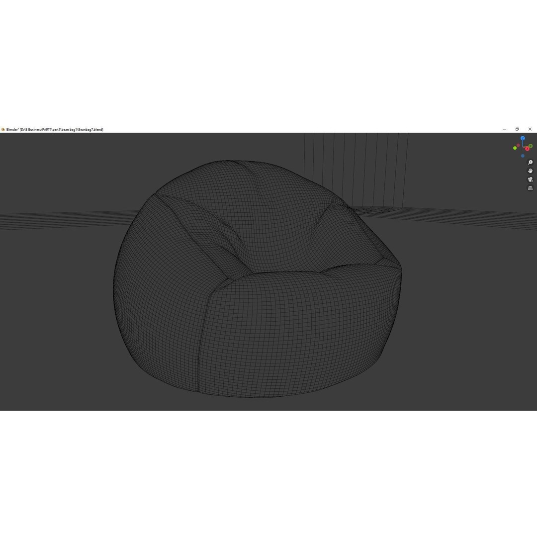 Beanbag 3D Model – Checkered Design with Textures, FBX, Blender - View 19