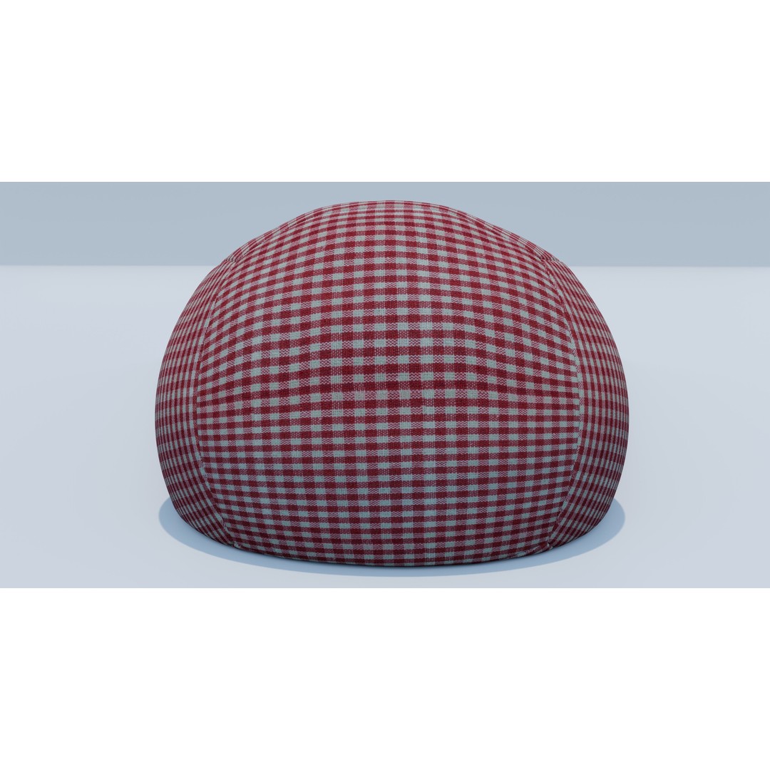 Beanbag 3D Model – Checkered Design with Textures, FBX, Blender - View 7