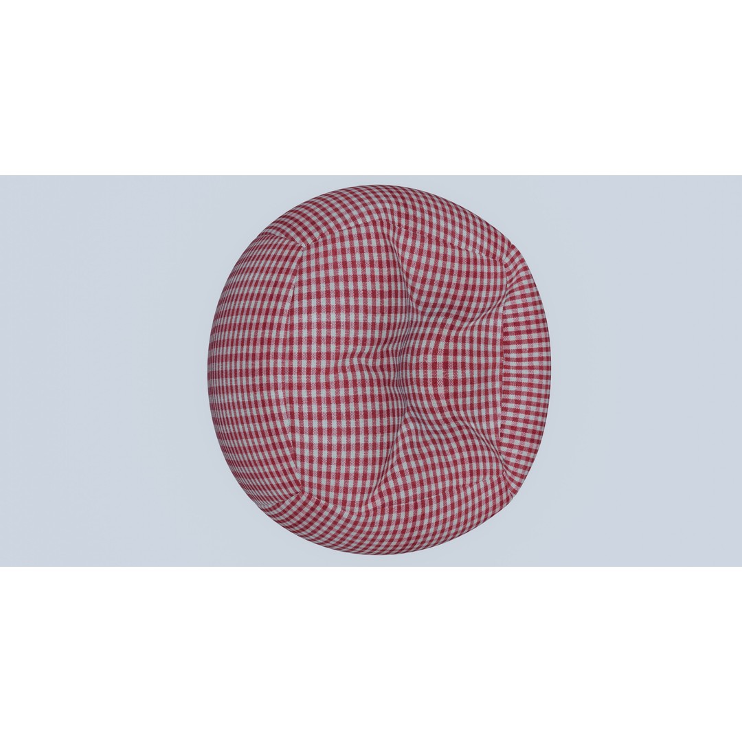 Beanbag 3D Model – Checkered Design with Textures, FBX, Blender - View 9