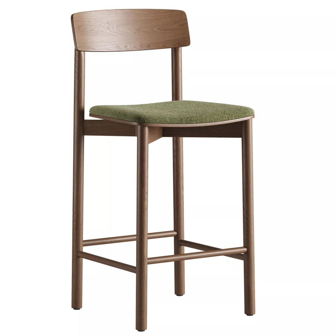Kelton Semi Barstool 3D Model – Modern Upholstered Chair, OBJ, FBX - View 3