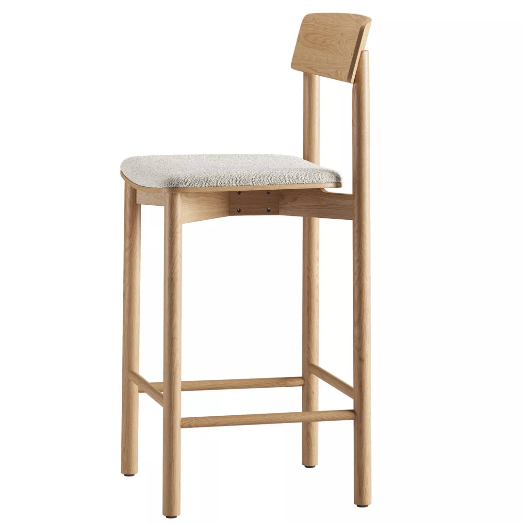 Kelton Semi Barstool 3D Model – Modern Upholstered Chair, OBJ, FBX - View 5