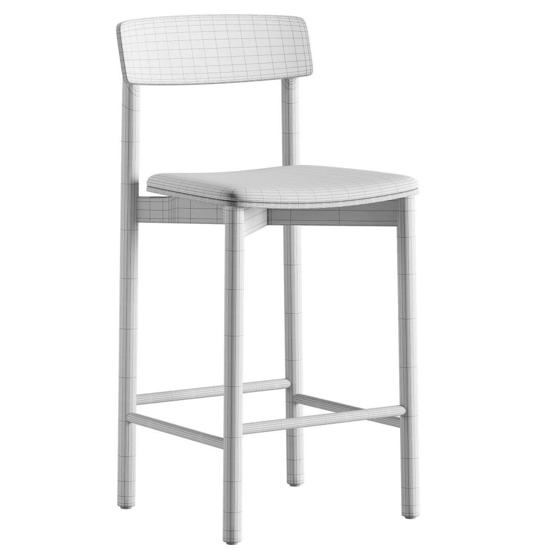 Kelton Semi Barstool 3D Model – Modern Upholstered Chair, OBJ, FBX - View 7
