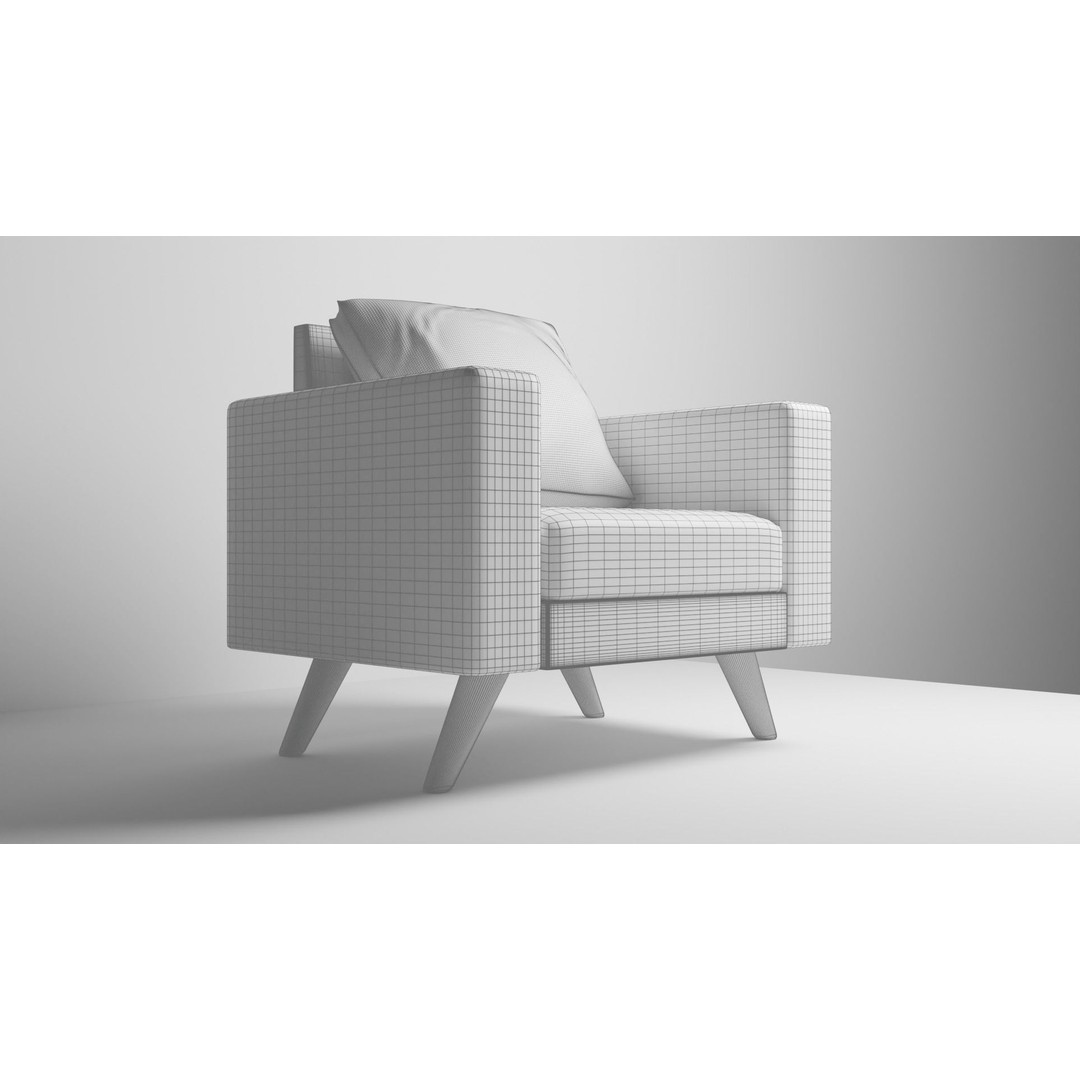 Mid-Century Modern Armchair 3D Model – High Poly PBR Asset, FBX