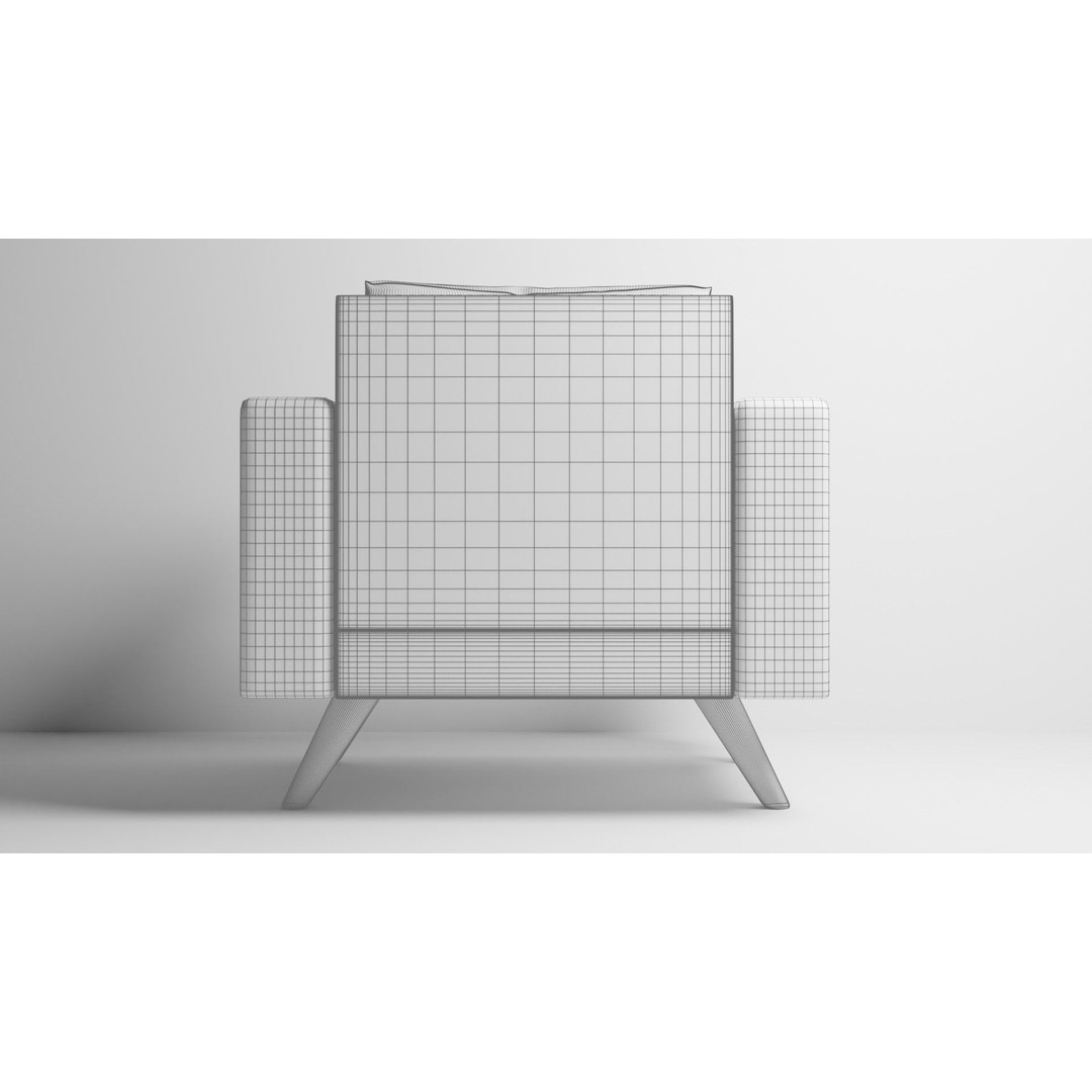Mid-Century Modern Armchair 3D Model – High Poly PBR Asset, FBX - View 10