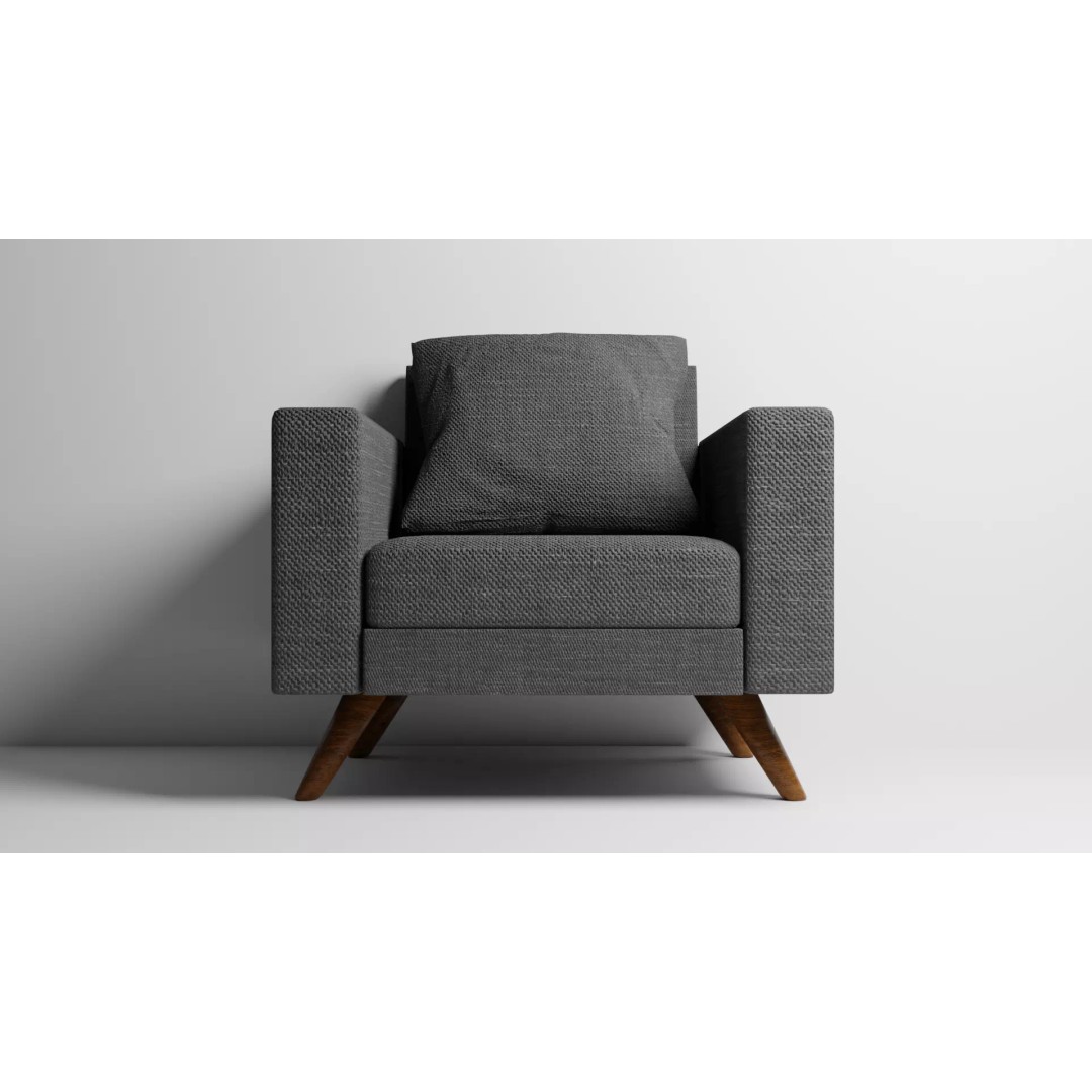 Mid-Century Modern Armchair 3D Model – High Poly PBR Asset, FBX - View 2