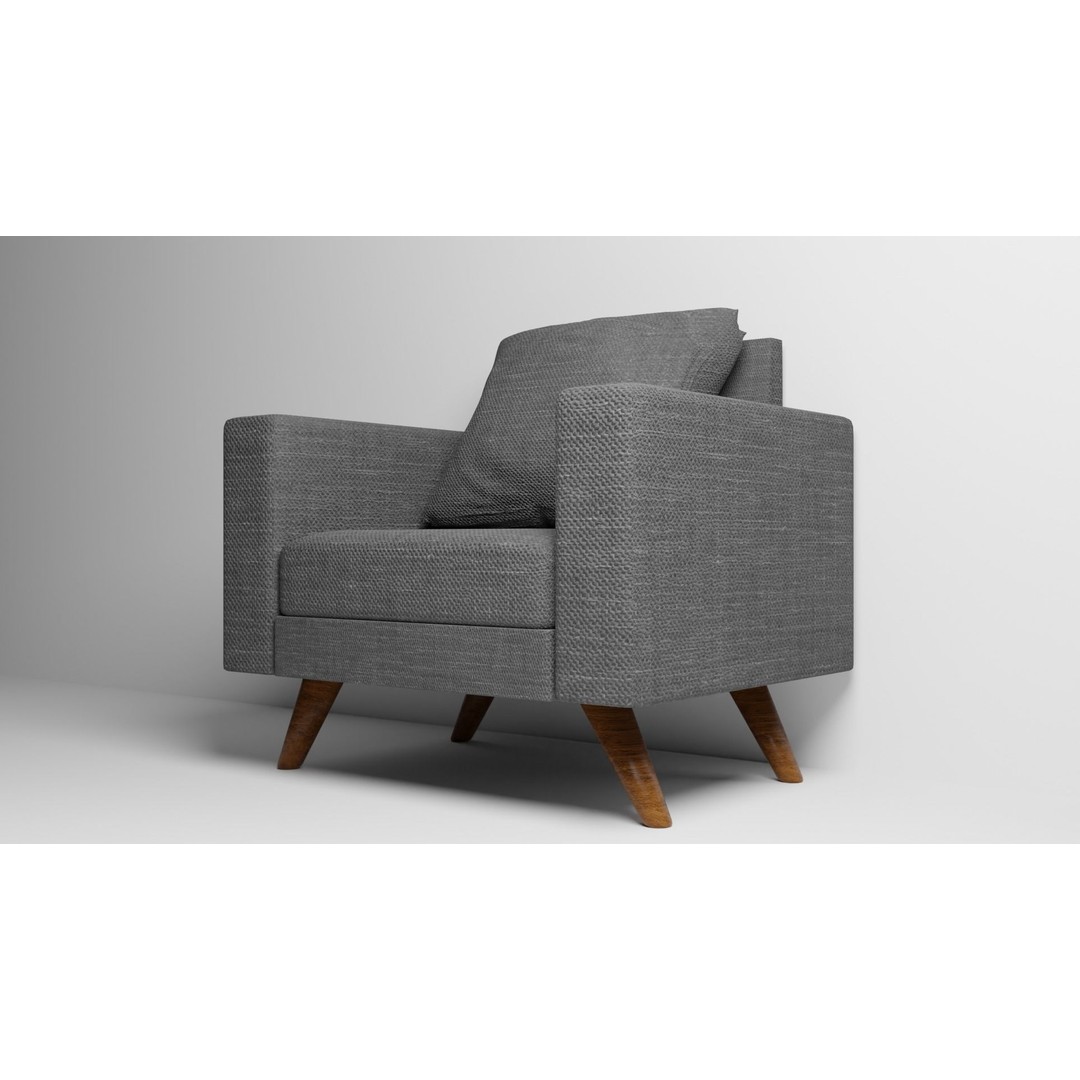 Mid-Century Modern Armchair 3D Model – High Poly PBR Asset, FBX - View 4